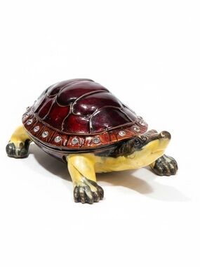 Decorative Turtle Trinket Box - Burgundy Shell
